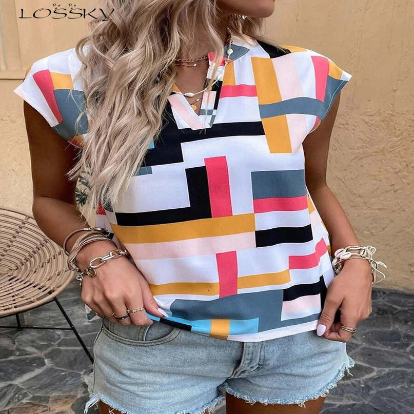 Womens Blouse Casual Short Sleevee Shirt Simple V Neck Tops Elegant Shirts And Blouses Deals Summer Youthful Woman Clothes 240403