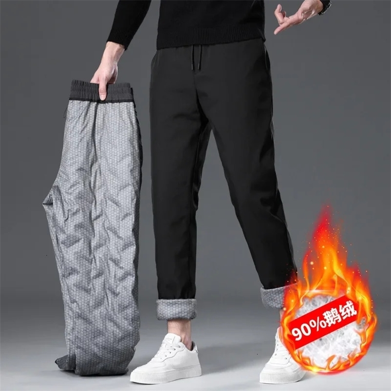 winter mens down pants high-quality thick warm goose down cushion mens fashionable mens casual pants 241111