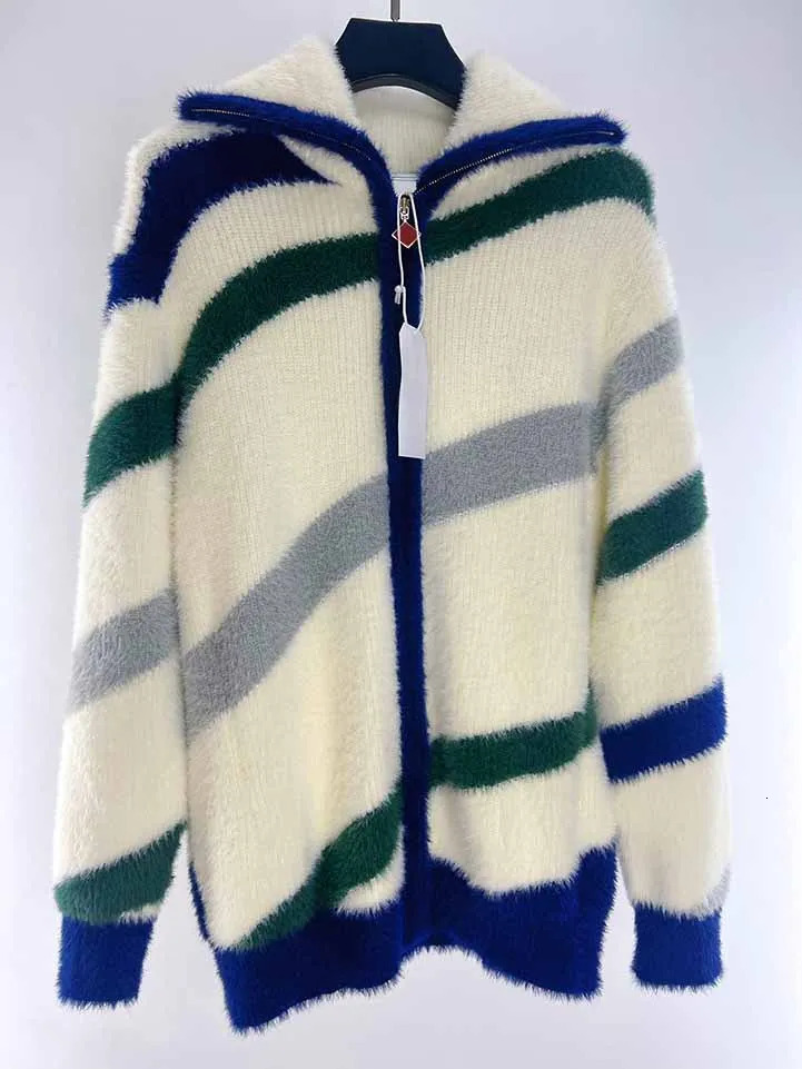 2025FW Top Version Casinoblank Patched Women Men Mink Plush Zipper Sweater Jacket Coat Oversized Men Hooded Wools Jacket 250917Z