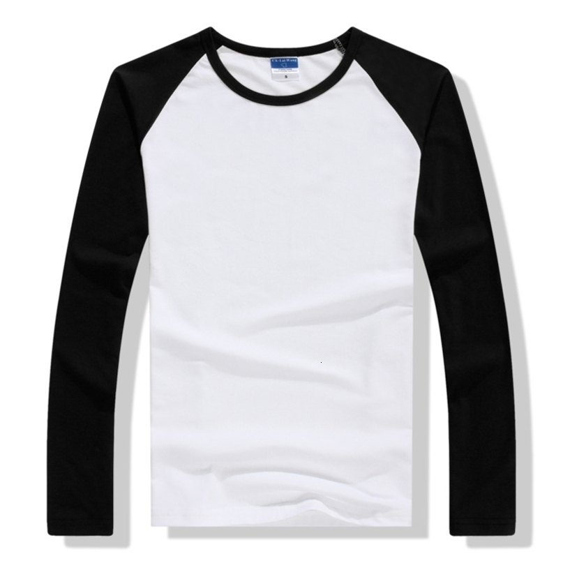 Autumn Winter Long Sleeve T Shirt Men Contrast Color Round Collar Cotton Mens Casual Slim Fit Raglan T-Shirts Tees Tops 210707