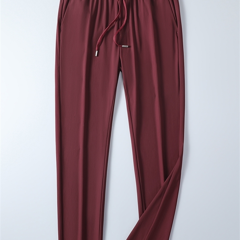 Men's Pants Summer Lightweight Long Sweatpants Men Breathable Cooling Nylon Silk Spandex Casual Chino Pants Male Straight Trousers 230720