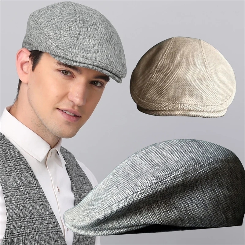 Mens Cap Classic Vintage Breathable Beret Hat for Men Visor French Artist Beanies er Cotton and Lined British Berets Hat250408bj