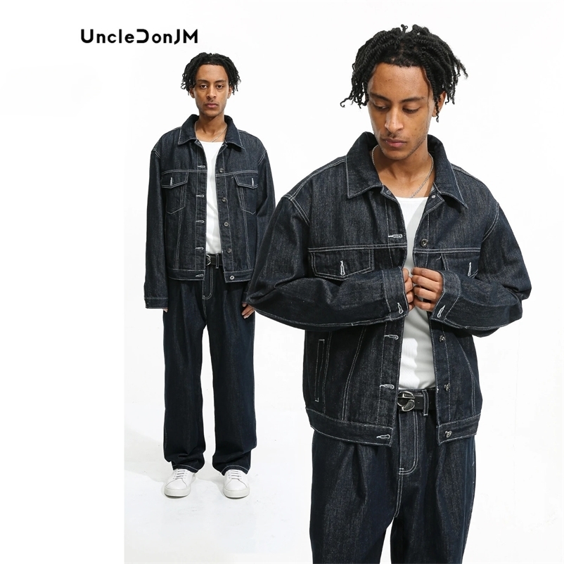 Mens Sets Spring and Autumn Korean Version of Loose Jeans and Denim Jacket Casual Suits for Men 240513