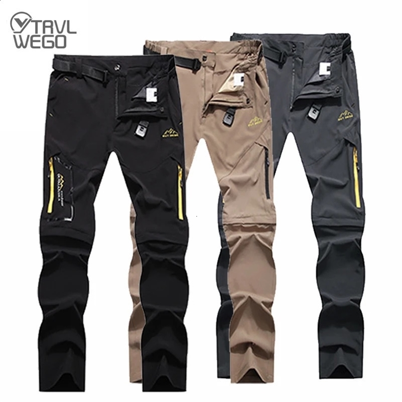 TRVLWEGO Mens Camping and Hiking Pants High Stretching Summer Thin Waterproof Quick Drying UV resistant Outdoor Travel Pants 250422