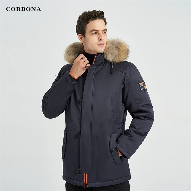 CORBONA N3B Type Winter Parka Mens Coat Long Oversize Real Fur Hood Military Army Male Jackets Padded Fleece Cloths 240911