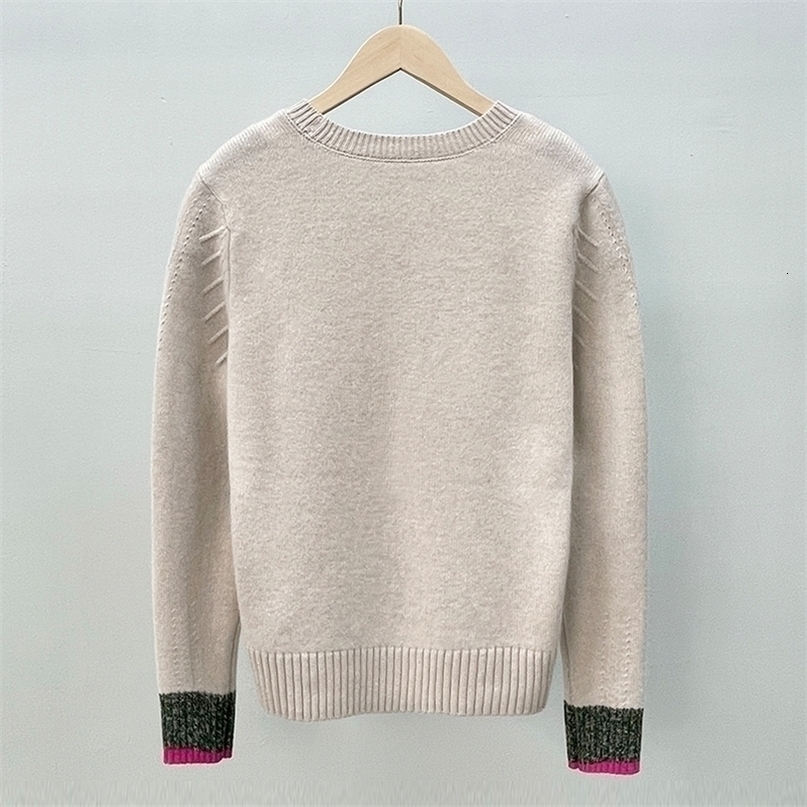 Womens Sweaters 100% Cashmere Sweater Women Autumn Winter Cuffs Color Patchwork Female Jumper Female Oneck Long Sleeve Pullover 220923