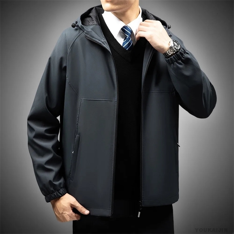 Men Windbreaker Hoodie Jackets Outdoor Waterproof Vintage Fashion Loose Bomber Jacket Fall Men Plus Size Coats M-8XL 240830