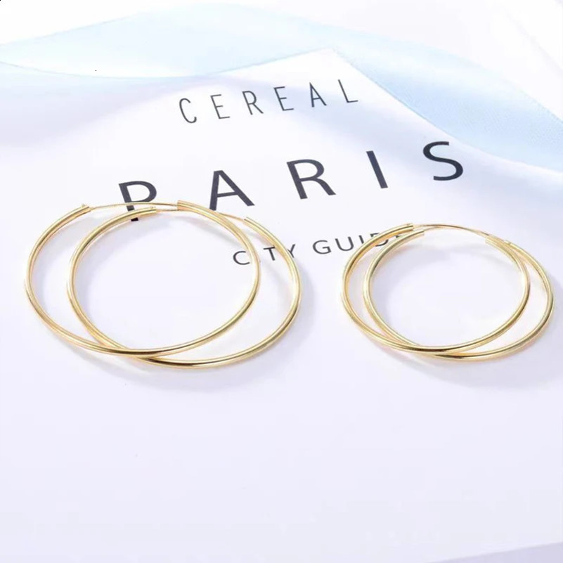 Hoop Earring simple Real 18K Womens Gold Real Simple Round Earrings Classic And Fashionable Exquisite Jewelry Gifts Basic