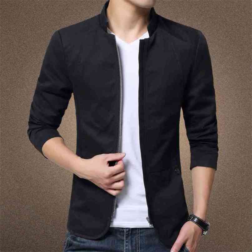 Mens Jacket Fashion Standing Collar Jacket Coats Men Slim Fit Business Casual Male Jackets Men Clothing Plus Size M-5XL Solid 210723