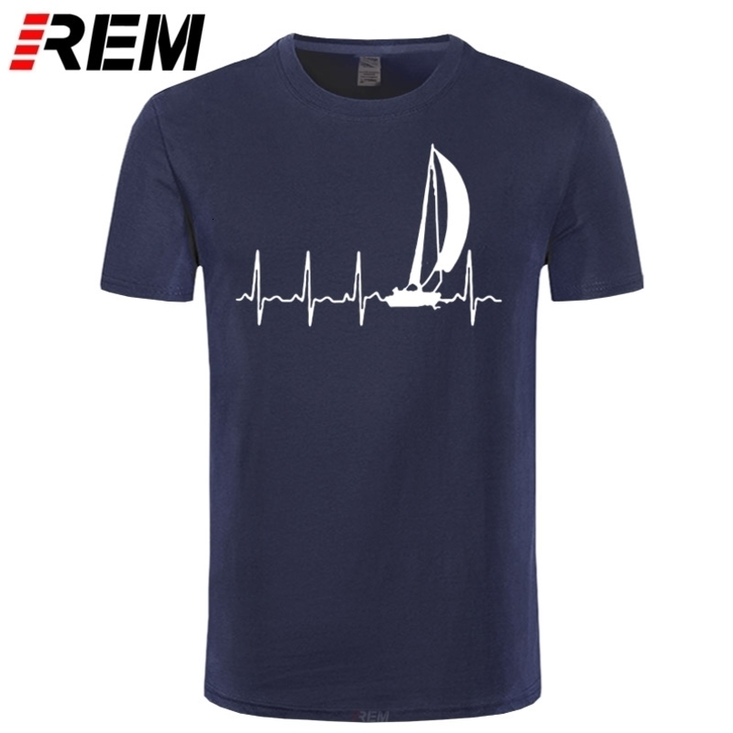 Sailing T Shirt SAILING IN A HEARTBEAT T-Shirt Summer Graphic Tee Shirt Cute 100 Cotton Short Sleeve 4xl Mens Tshirt 210225