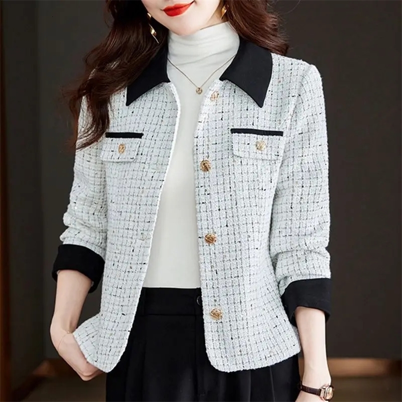 Womens Short Jacket Collar Spring Autumn Winter Item Small Windbreaker Small Fragrant Fashion Western-style Top 240828