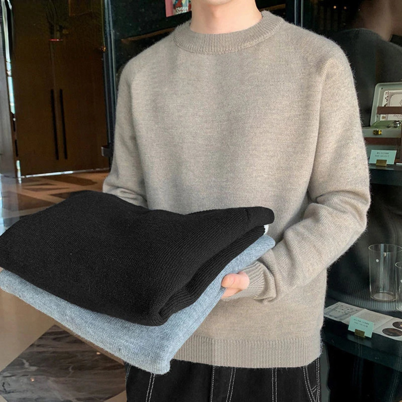 Soft Warm Autumn Winter Sweater O Neck Solid Casual Men Fashion Knit Pullovers Streetwear Mens Christmas Sweaters 240123