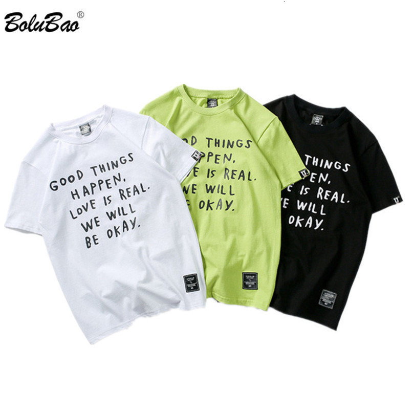 BOLUBAO Fashion Men T-Shirts Casual Summer Hip Hop Letter Printing Men's T Shirt Street Clothing Men Tee Shirt Top 210518