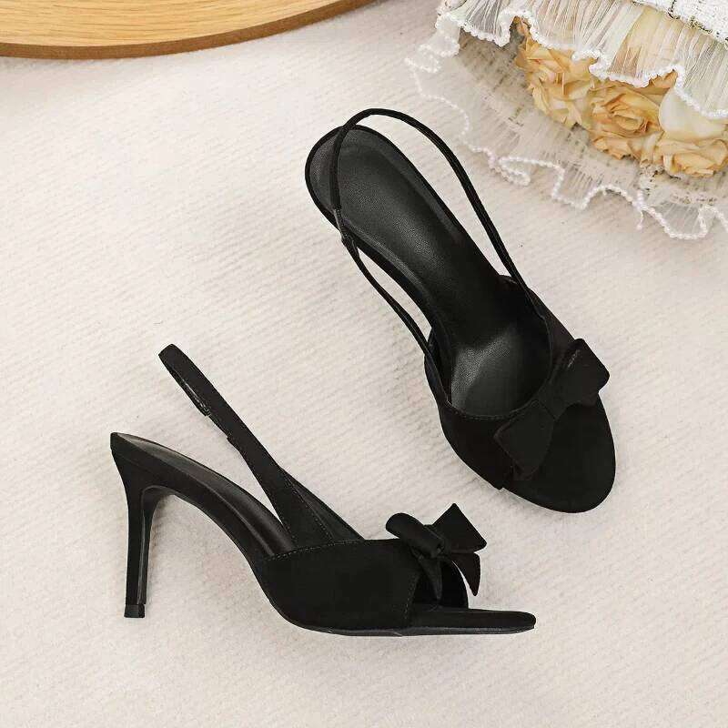 New Summer Women's Fish Mouth with Hollow Back Bowknot Stiletto High Heels Sexy Open Toe Sandals for Women