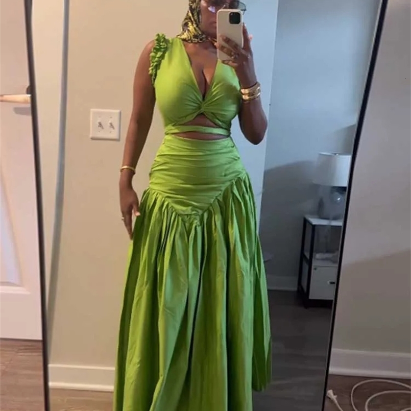 Pleated Long Skirt Set and Top Woman Summer Sexy and Elegant Vacation Set Dress Women 2 Piece Outfits Wholesale Drop 240814