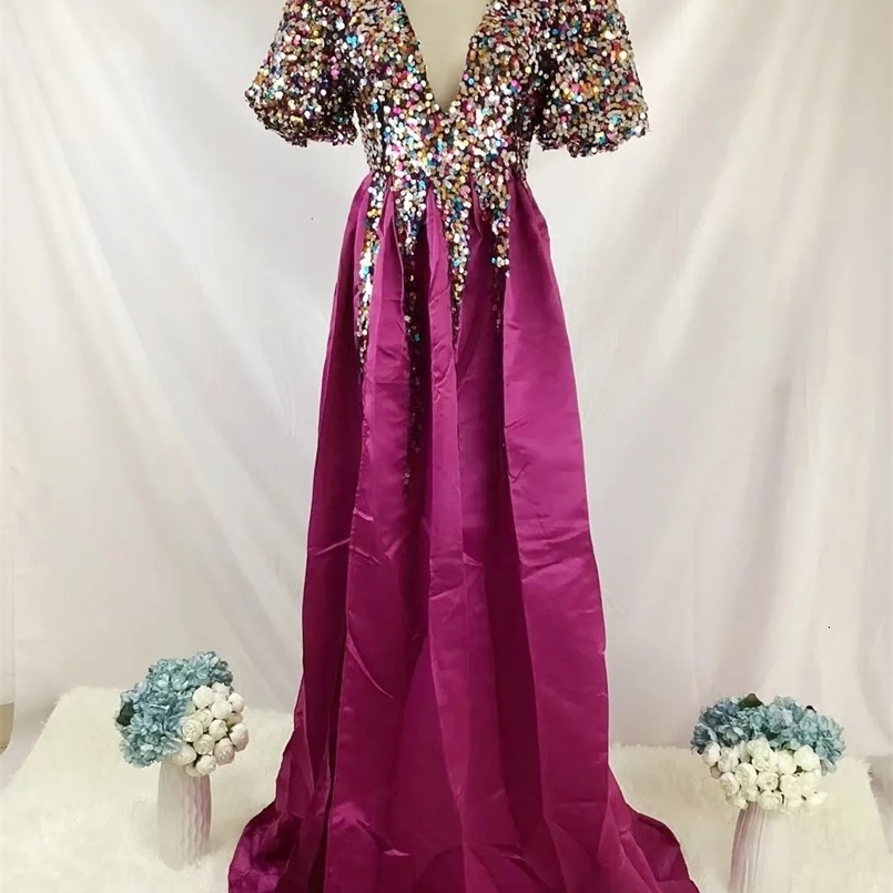 Urban Sexy Dresses Sexy Sequins Dress Woman V-neck Banque Fashion Gothic Split Long Skirts Party Clothes Ball Gown Dresses For Women 231123