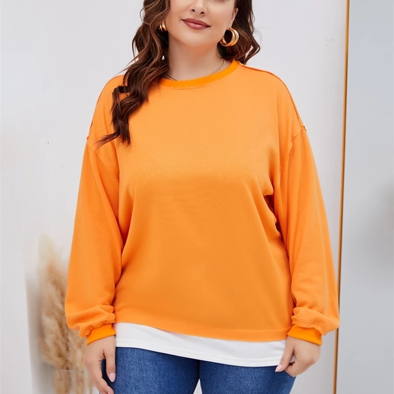 5XL Plus Size Hoodies Woman Spring Autumn Splicing Patchwork Pullover Tops Fashion Korean Oversized Womens Sweatshirts Hoodies 240813
