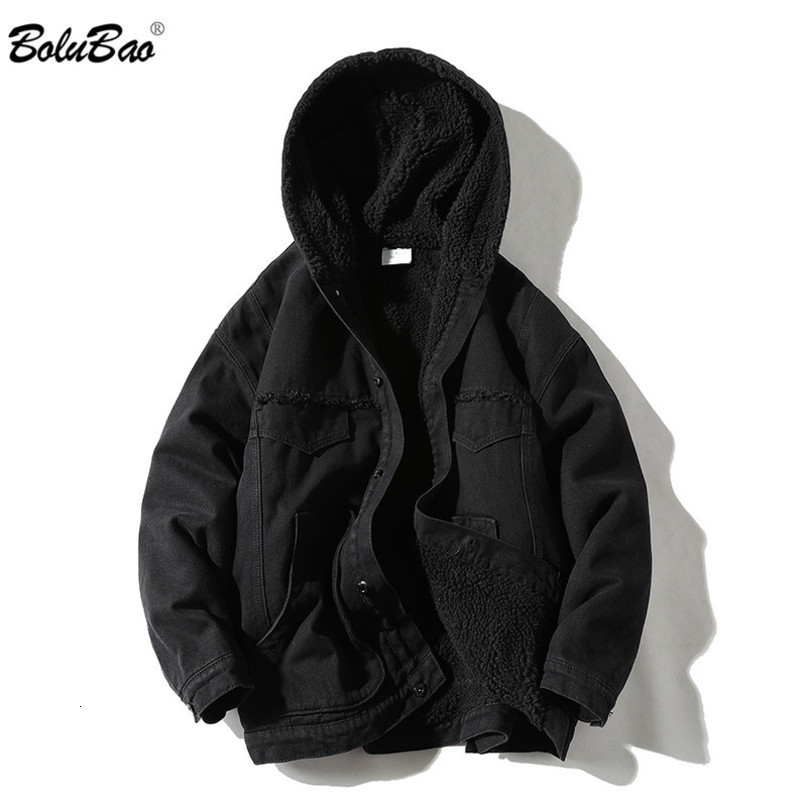 BOLUBAO Winter Cowboy Jackets Men Fur Warm Thick Cotton Hooded Parkas Casual Fashion Warm Coats Male 210518