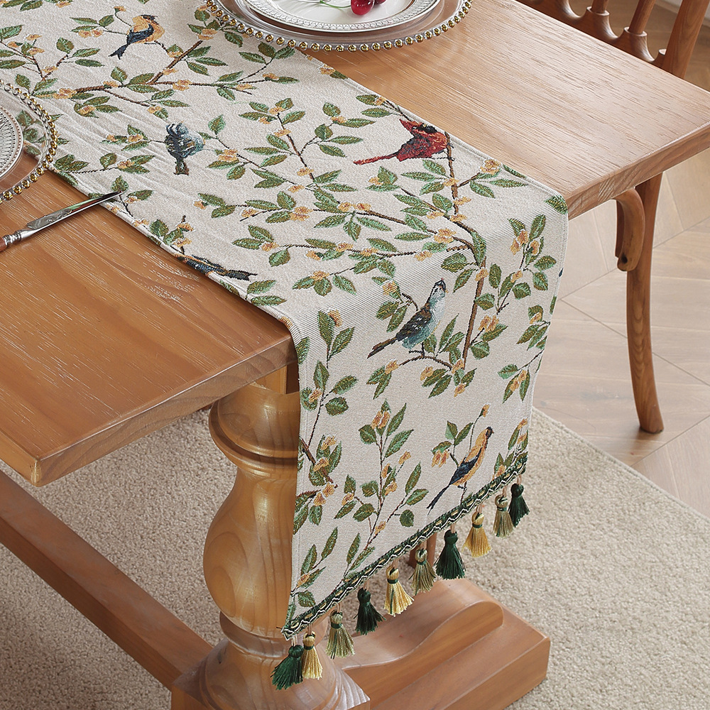 Long table runner tea table flag cloth light luxury jacquard embroidery long table cloth 8SUC01-image-1076626050