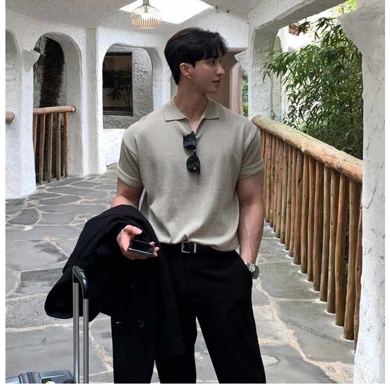 Men's Polos Men's short sleeved Korean casual summer breathable and versatile knitted short sleeved T-shirt Men's T-shirt Polo 230710