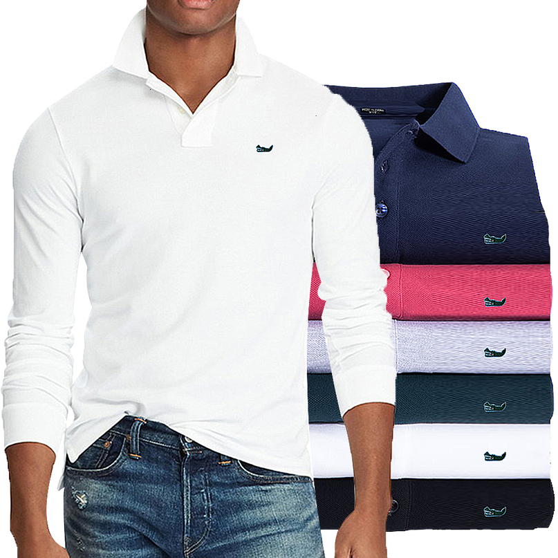 Mens Polos High Quality Spring Autumn 100% Cotton Embroidery Casual Polo Shirt Long Sleeve Tshirt Arrival Tops Tee 230904