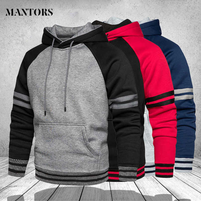 Striped Sweatshirt Men Hooded Streetwear Hoodies Men Hip Hop Oversized Hoodie Mens Clothing Tracksuits Outwear Patchwork Hoody 210720