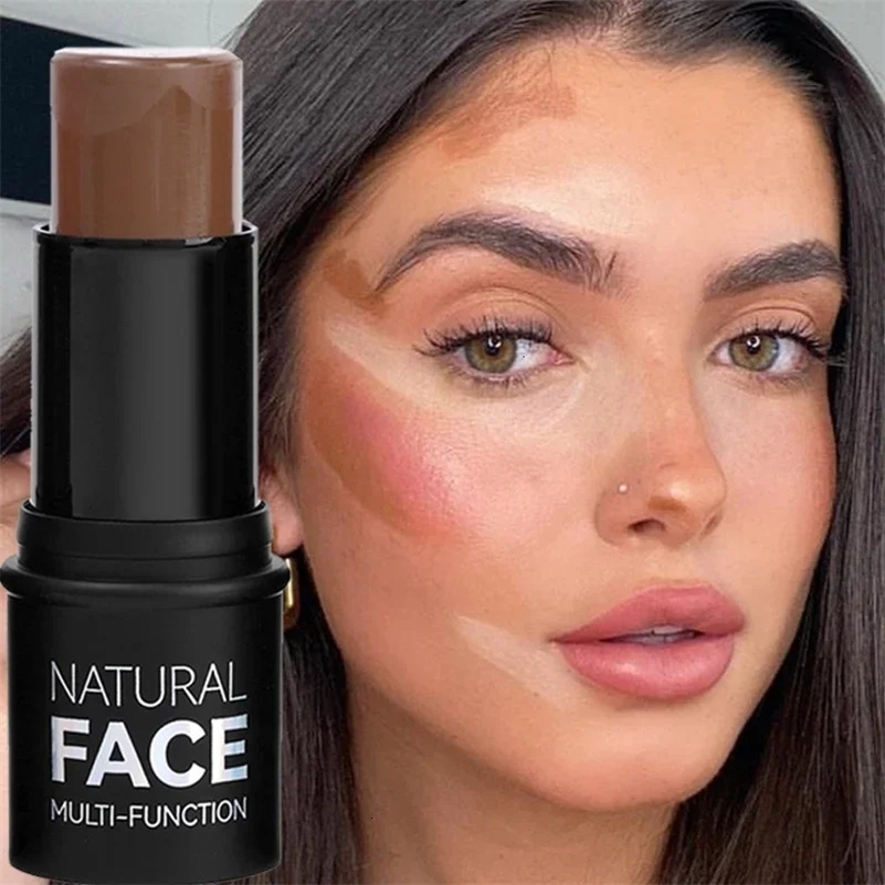 Waterproof Contouring Bronzer Highlighters Stick Glitter Silky Nose Shadow Blusher Corrector Face Makeup Cosmetics 240705