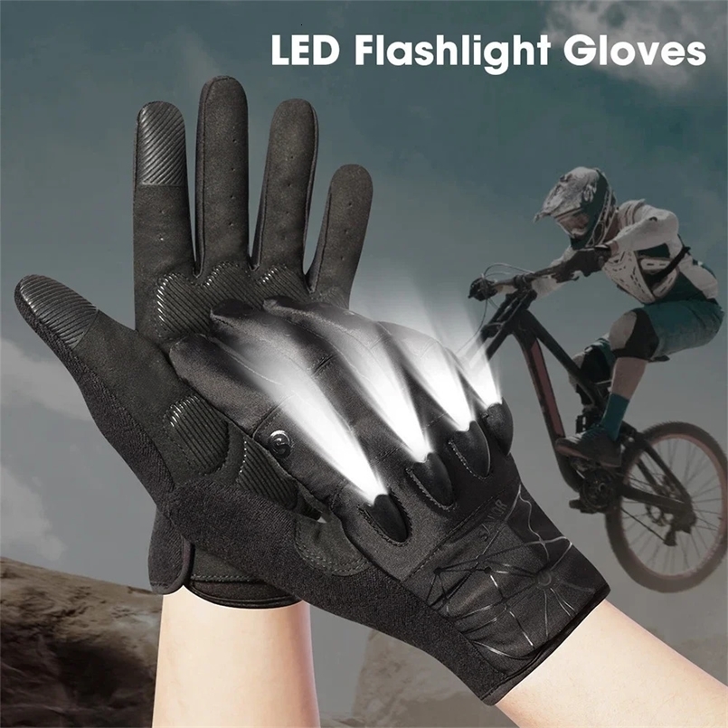 Savior Outdoor Sports Cycling Gloves Half Finger LED Gloves Nightview Rechargeable Flashlight Luminous Breathable Summer Spring 250609