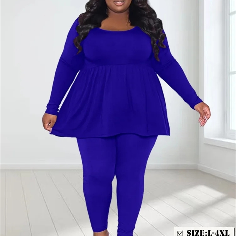 Wmstar Plus Size Pants Sets Womens Two Piece Set Solid Casual Fall Clothes in Outfits Matching Wholesale Drop 240823