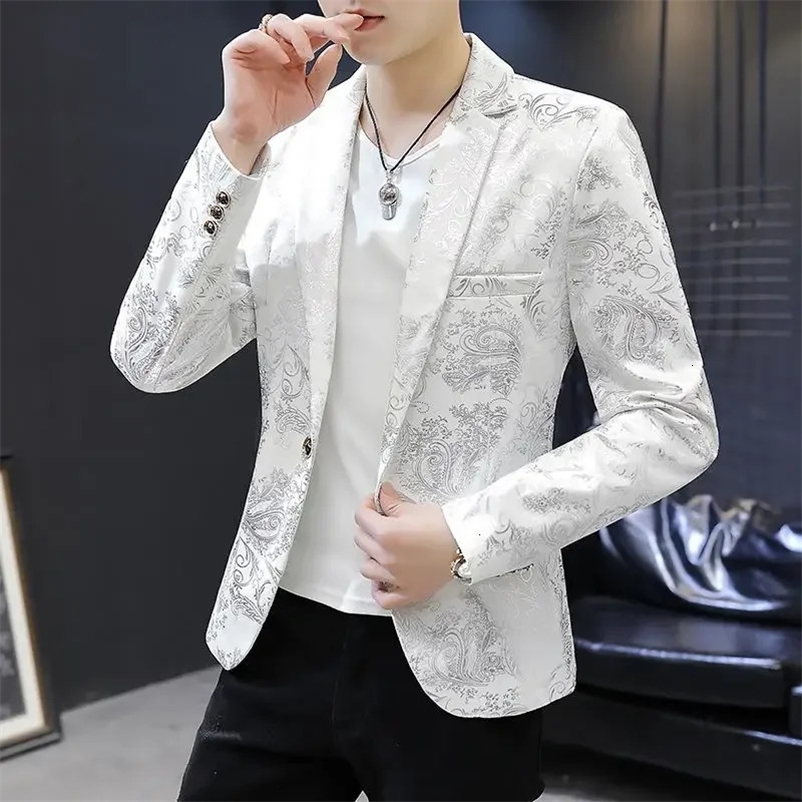 Boutique Mens Fashion Blazer Business Gentleman Elegant and Comfortable Print Casual Dress Trend Korean Dress Slim Coat 240318