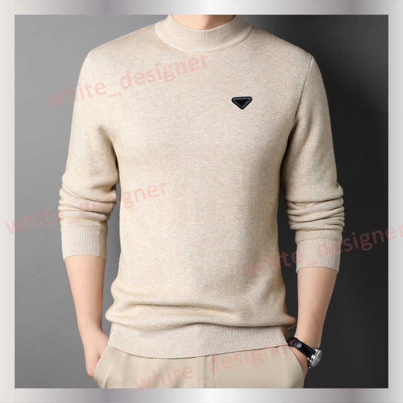 Designer Men's Sweaters New live spring and autumn solid color half high collar men's slim fitting sweater men's youth bottoming swea