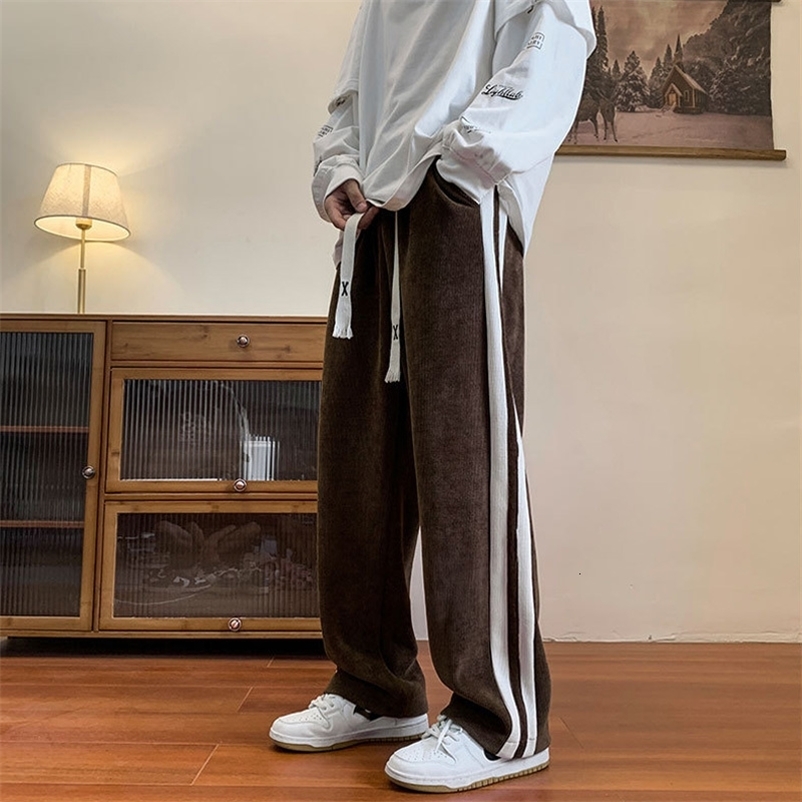 Men's Pants Brown Sweatpants Men Casual Corduroy Pants Spring Autumn Korean Fashion Baggy Trousers Vintage Trend Streetwear Y2K Male Clothes 23
