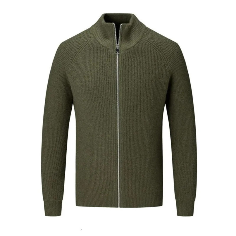 Mens Cashmere Knit Cardigan Half High Collar Zipup Coat Wool Autumn Winter Fit Thick Sweaters Men Jacket 240123