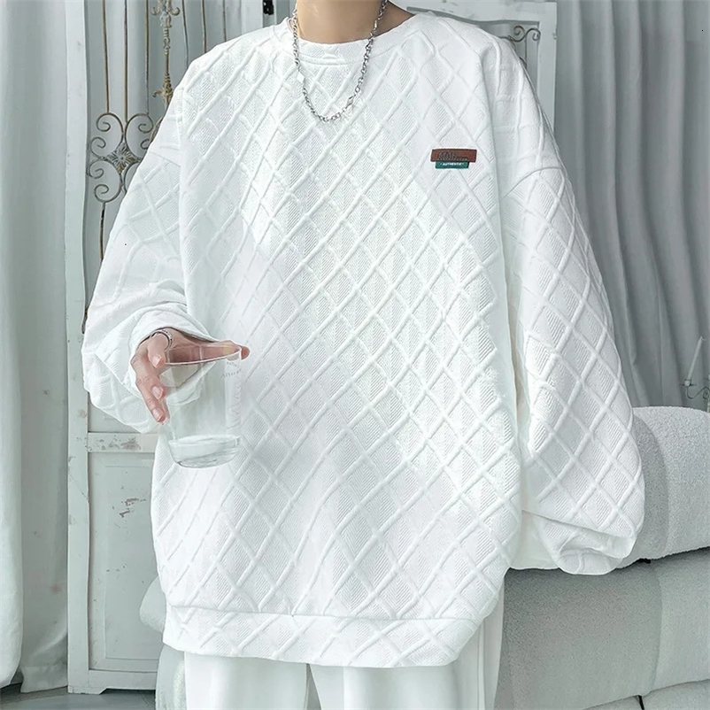 2024 Spring Korean Fashion Sweatshirt Men Harajuku Oversized Hoodies Male Clothes Pullovers Tops Long Sleeve Y2k Streetwear Tees 231221