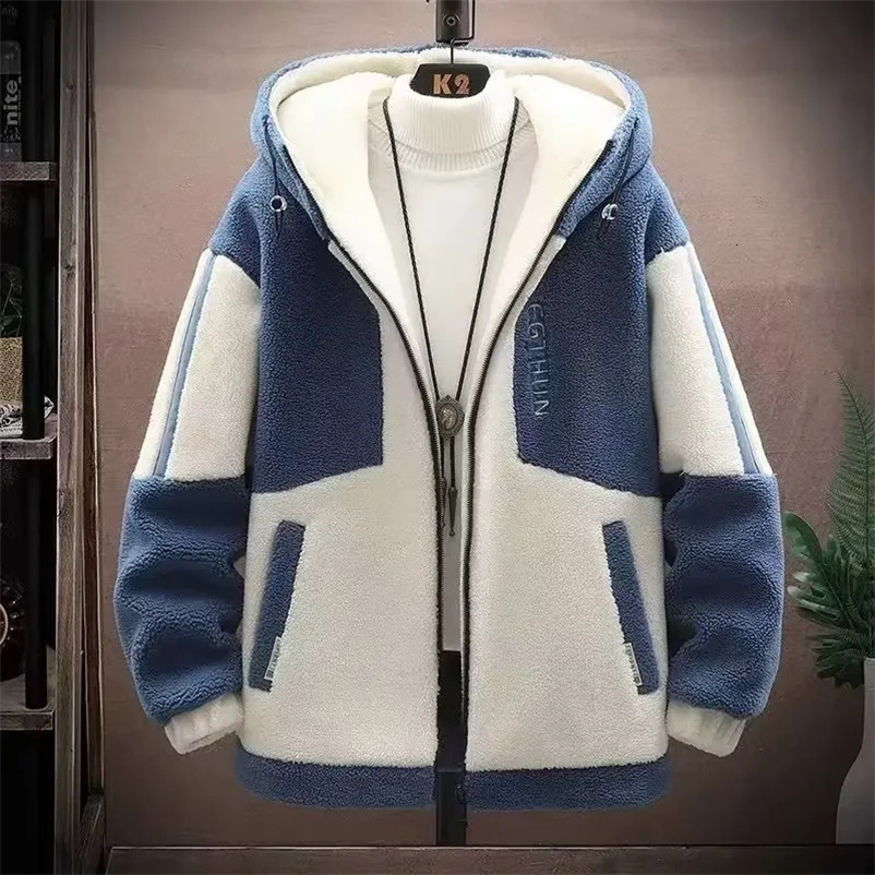 Autumn Men's Jackets Korean Fashion Streetwear Harajuku Winter Hooded Jackets Casual Men Clothing Wool Jackets Warm Jacket 240105