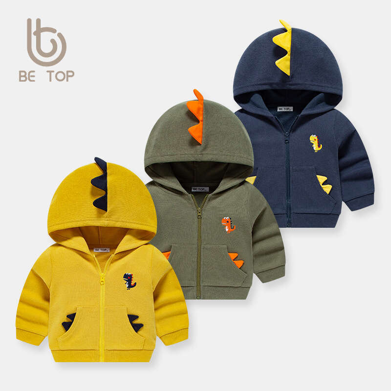 2025 Betop Clothing Spring and Autumn New Dinosaur Children's Jacket French Ribbed Top Boys' Hooded Knit Sweater