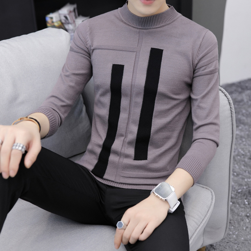 Winter Thick Warm Cashmere Sweater Men Turtleneck Irregular Stripe Sweaters Slim Fit Pullover Men Classic Wool Knitwear Pull L220812