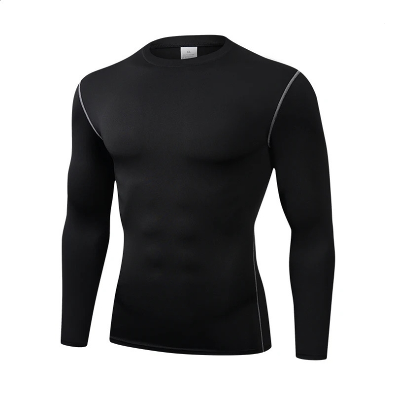 mens long sleeved sports T-shirt with high elasticity and quick drying solid color long sleeved shirt 250422