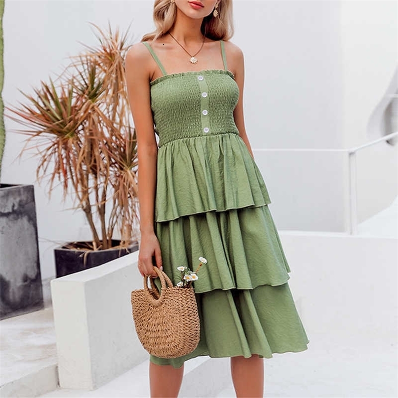 BeAvant Spaghetti Strap Summer Midi Dress Women High Waist Twist Boho Dresses Sundress Female Holiday Dress Casual Vestidos 210709