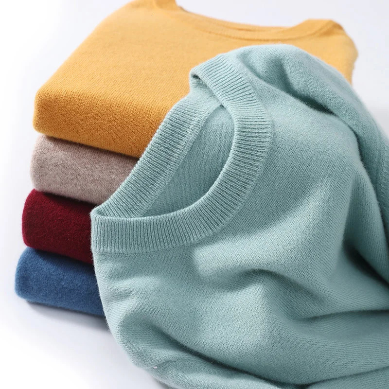 100% Pure Wool Mens O-Neck Pullover Solid Large Size Loose Casual Sweater Spring and Autumn Can Be Outdoor Cashmere Sweater 250804