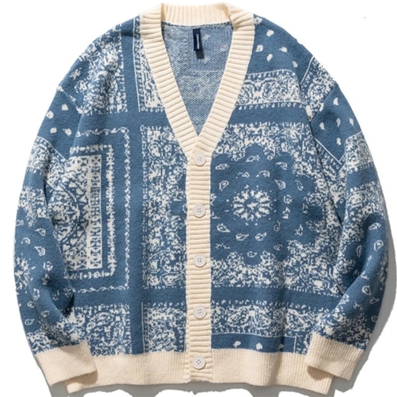 Y2k cardigan with blooming collar mens sweater winter vintage sweater jacket fashionable and loose Harajuku womens oversized wool knit 241125