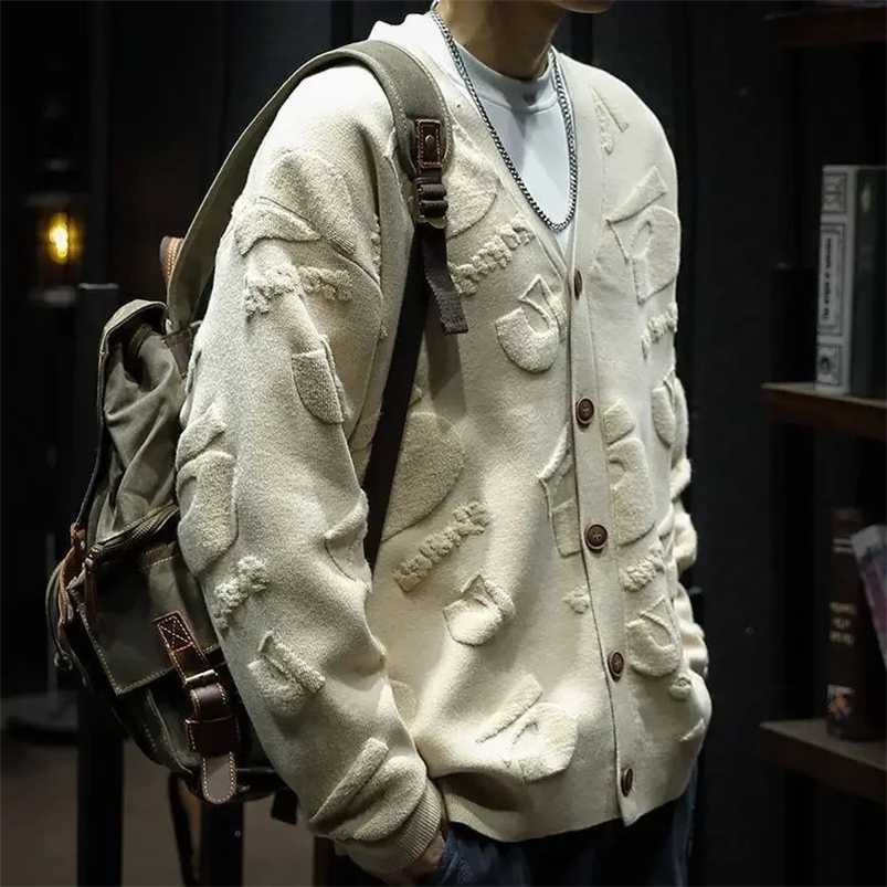 Long sleeved knitted cardigan mens casual Korean clothing jacket top Y2k cashmere jumper er womens sweater 241125