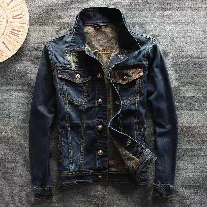 Spring and Autumn Fashion Trend Vintage Broken Motorcycle Cattle Mixed Jacket Mens Casual Loose Sports High Quality Coat 250917Z