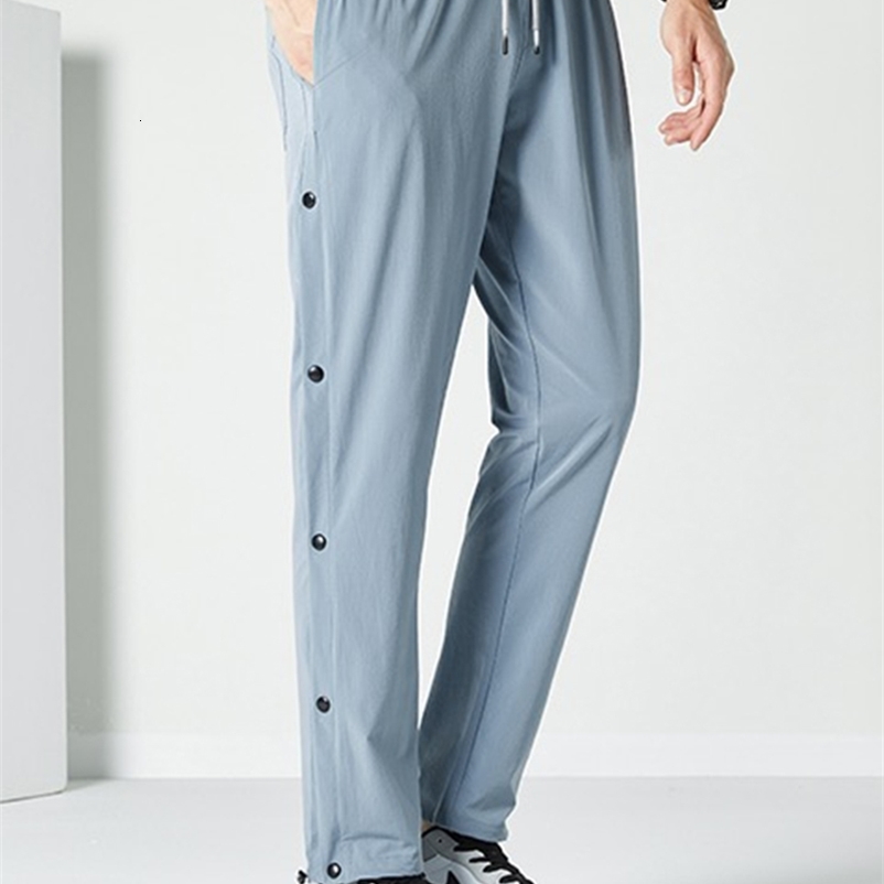Men's Pants Summer Quick Dry Sweatpants Men Sportswear Side Button Breathable Mesh Loose Casual Track Pants Straight Jogger Trousers 230720