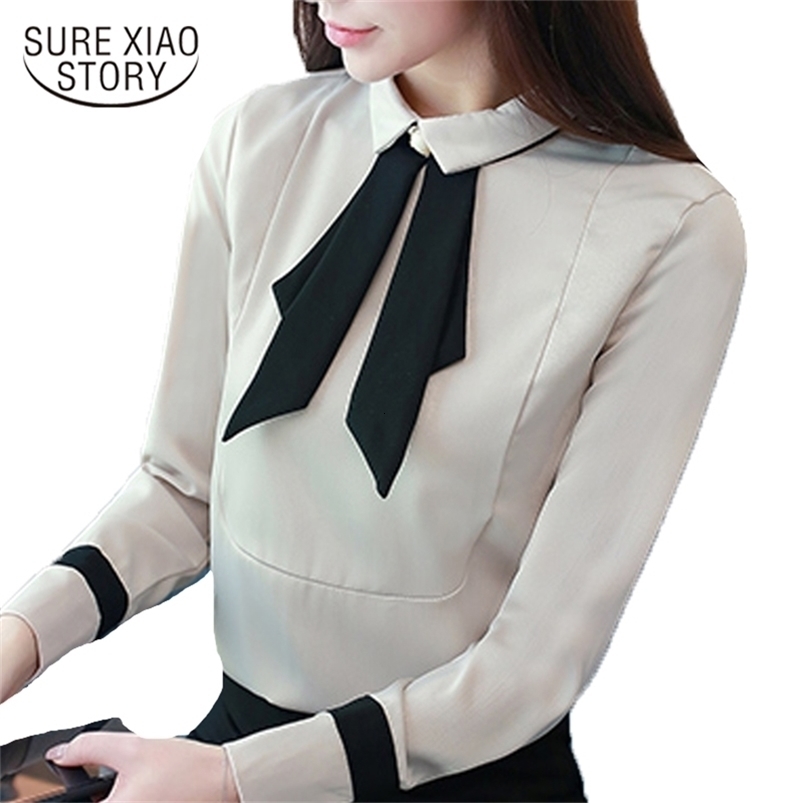 spring chiffon long sleeved women tops blouses office lady elegant fashion slim female shirts d326 30 210506
