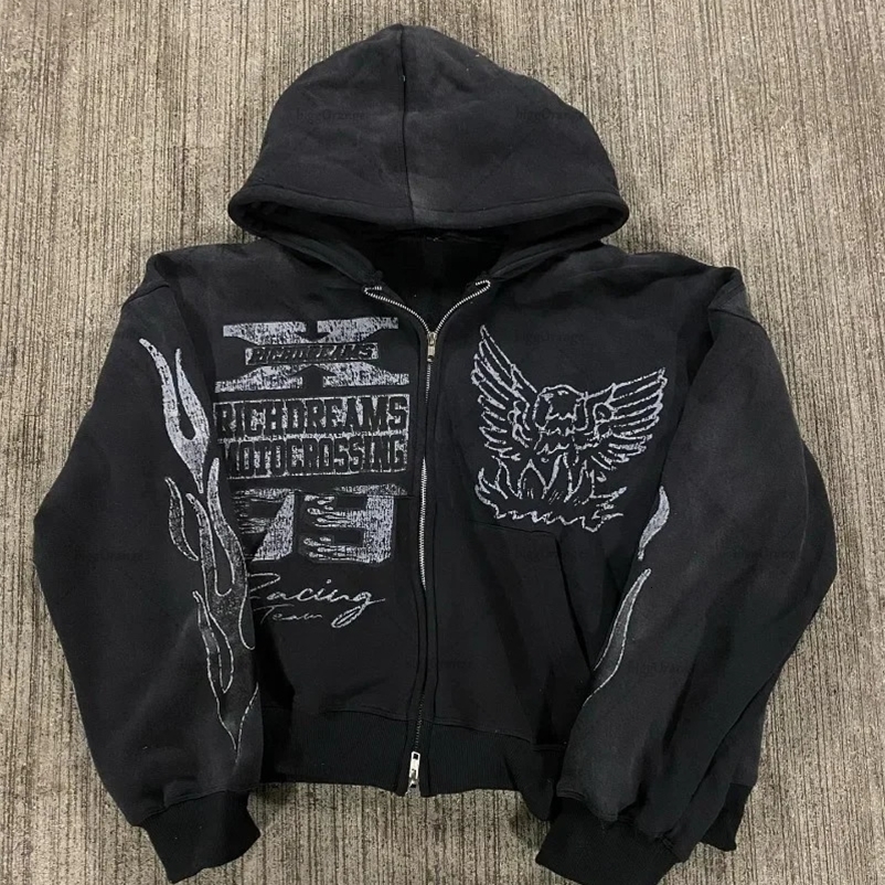 Tie Dye Printed Hoodie Men No. 99 Fashion Casual Hoodie for Women Y2k Retro Anime Print Jacket Gothic Harajuku Zipper Sweatshirt 250226
