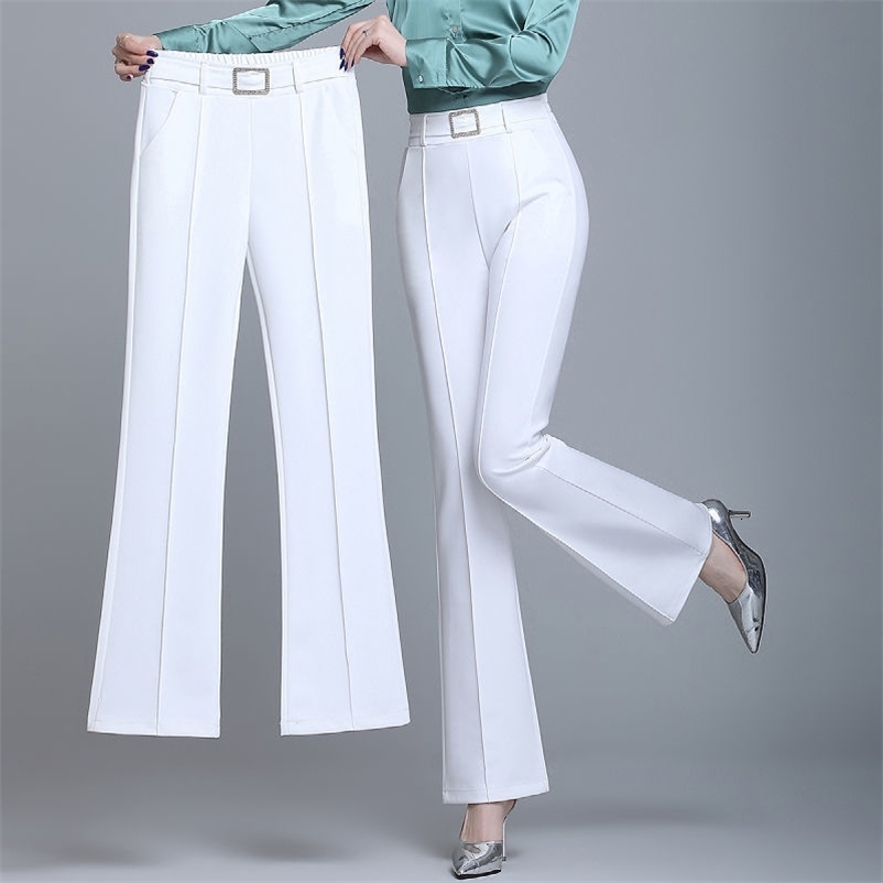 Women's Pants Capris Elegant Fashion Elastic High Waist Sashes Trousers Women Office Lady Commute All-match Solid Color Pockets Casual Pants 23