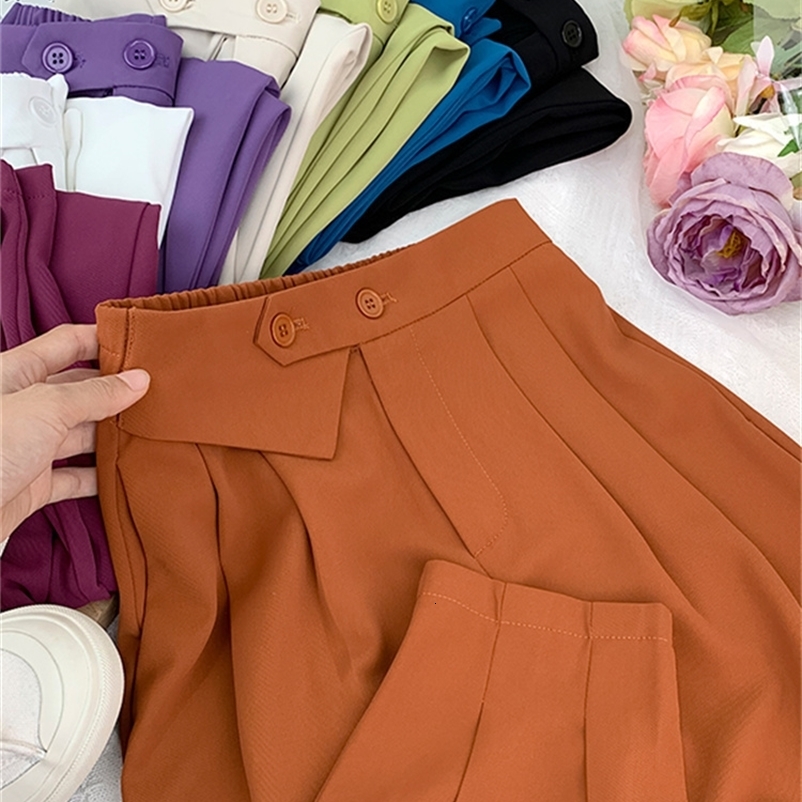 Women's Pants Capris Yitimoky Harem Pants Women High Waist Summer Casual Korean Fashion Office Ladies Suit 2 Buttons Elegant Straight Trousers