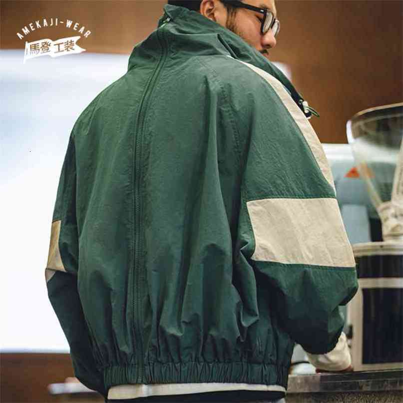 Maden Detachable Double Zipper Jackets For Men ARMY Bomber Vintage Workwear Quick-drying Jacket Male Ardena Green 210818
