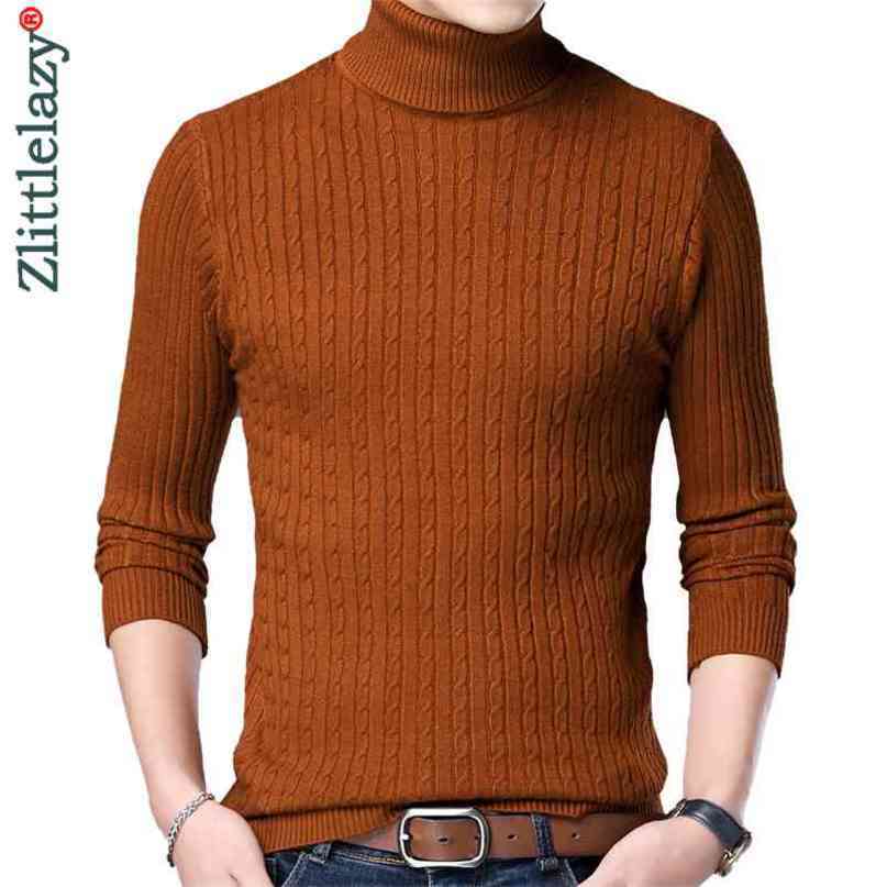 Casual Knitted Turtleneck Sweater Men Pullover Clothing Fashion Clothes Knit Winter Warm Mens Sweaters Pullovers 81332 210818